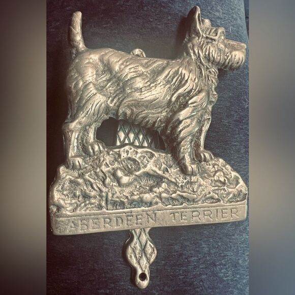 Vintage Solid Brass Door Knocker Aberdeen Terrier Dog 5.5”X4” - Picture 7 of 13